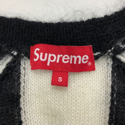 美品◆シュプリーム ストライプド モヘア カーディガン 2013AW ユニセックス サイズS ブラック×ホワイト Supreme 【AFB35】