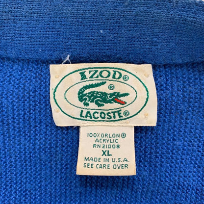 中古◆アイゾット ラコステ カーディガン ビンテージ アクリル USA製 ネイビー メンズ サイズXL IZOD LACOSTE 【AFB28】