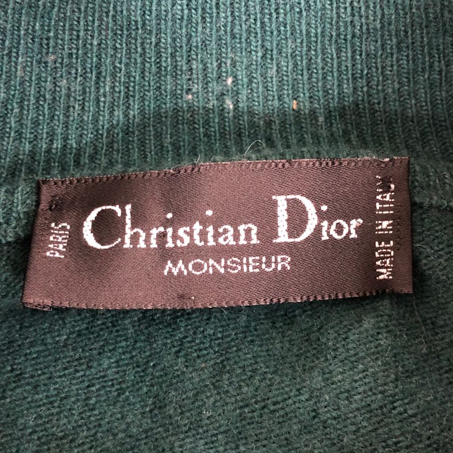 美品◆クリスチャンディオール ムッシュ ニット モックネック ウール グリーン メンズ サイズ52 Christian Dior MONSIEUR 【AFB8】