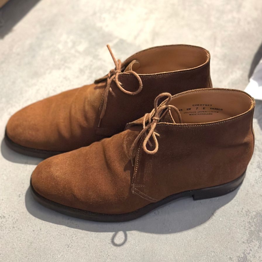 クロケット&ジョーンズ チャッカブーツ チャートシー スエード ライトブラウン メンズ サイズUK7E CROCKETT&JONES CHERTSEY ブーツ 約25.5cm【LA】【中古】