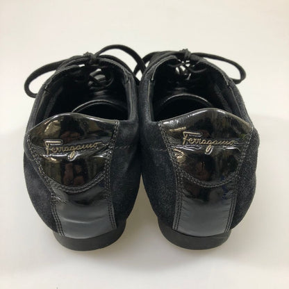 サルバトーレ フェラガモ スニーカー レザー スエード パテントレザー 切り返し メンズ ブラック サイズ6.5 Salvatore Ferragamo 約24.5cm【AFC50】