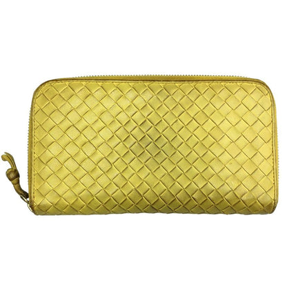 ボッテガヴェネタ イントレチャート 財布 ラウンドファスナー イエロー Bottega Veneta【AFI13】