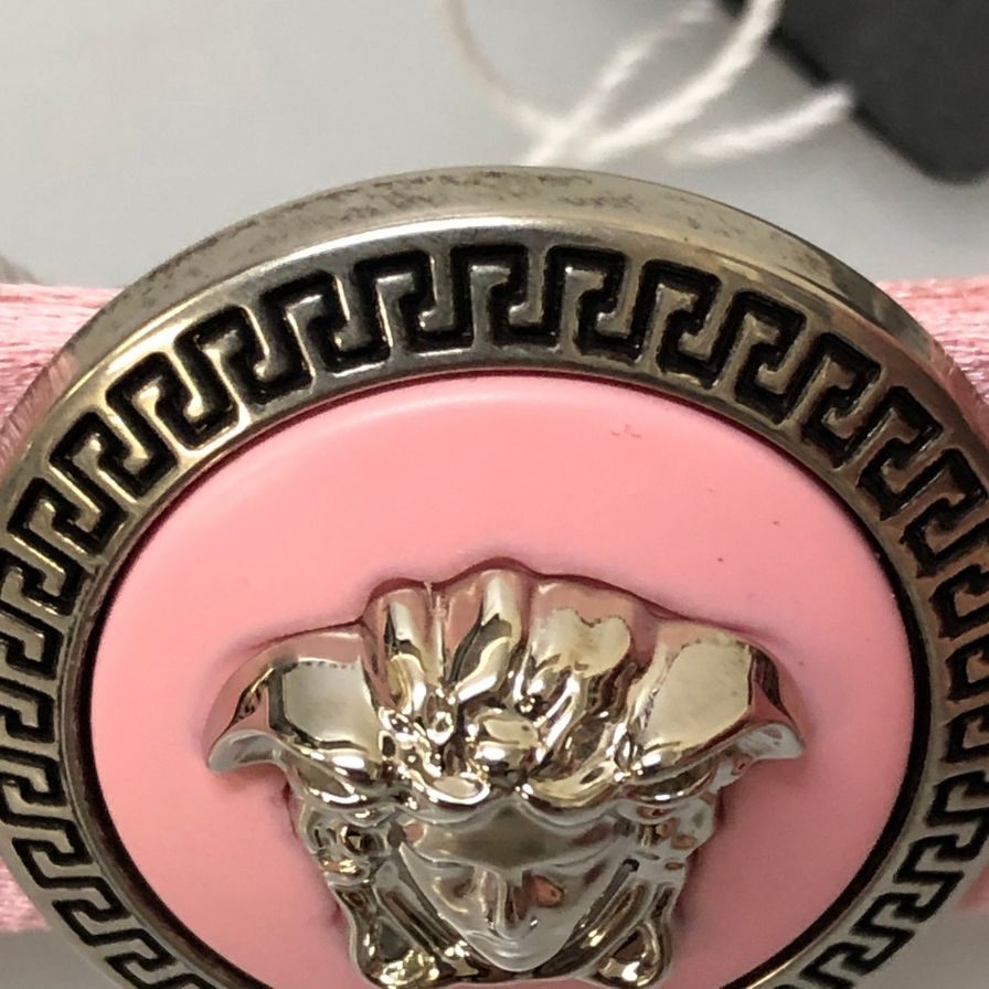 ヴェルサーチ バレッタ ピンク メデューサ シルバー金具 レディース VERSACE