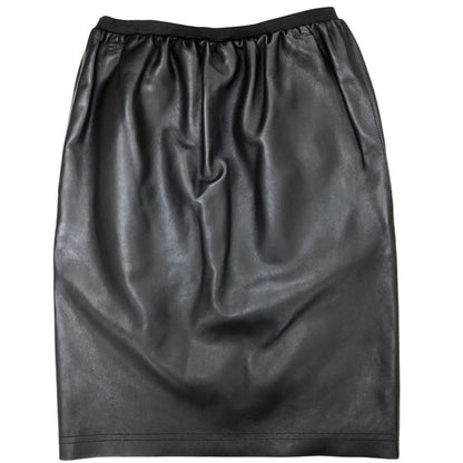 ランバン Liver 2013 ラム革 ウエストリブ スカート レディース  イタリア製 サイズ38 ブラック LANVIN【AFB28】