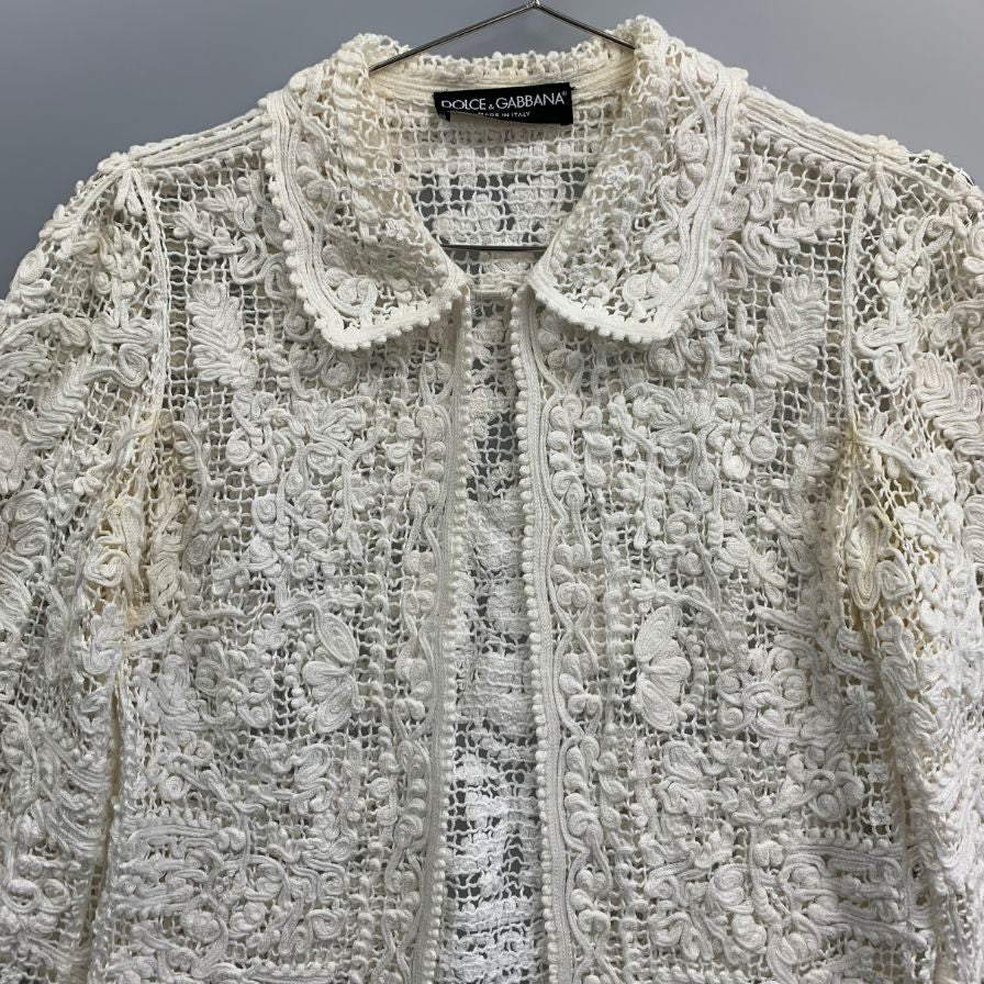 中古■ドルチェガッバーナ レース コットン ジャケット ホワイト サイズ40 レディース DOLCE&GABBANA 【AFB36】
