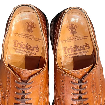 トリッカーズ レザーシューズ ニューバリー フルブローグ レザー ブラウン サイズ6 メンズ Tricker's NEWBURY ビジネスシューズ 約25.0cm【LA】【中古】