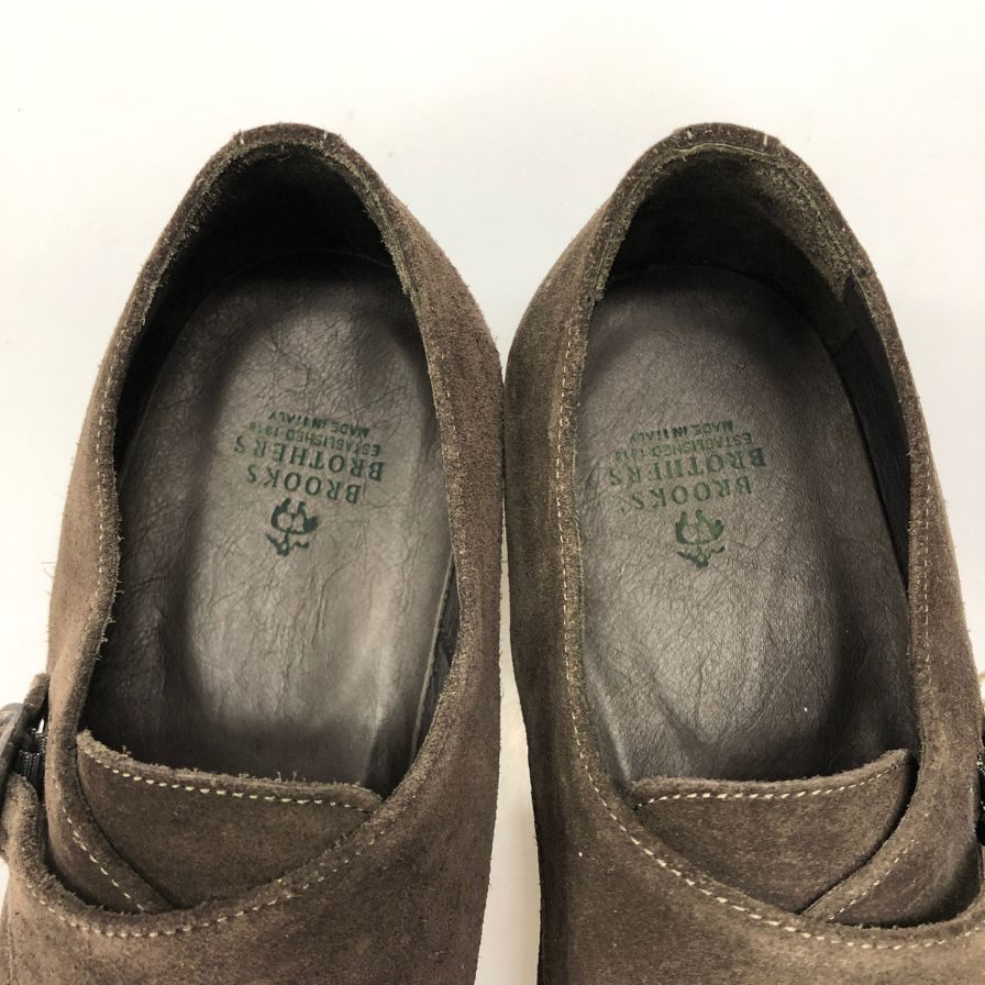 ブルックスブラザーズ レザーシューズ ダブルモンクストラップ スエード メンズ ブラウン サイズUK10.5 BROOKS BROTHERS 約28.5cm【AFD15】