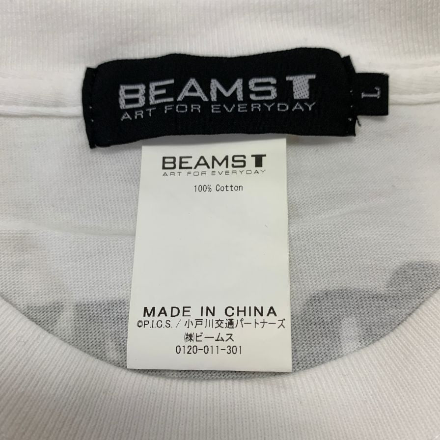極美品◆ビームスティー Tシャツ 別注オッドタクシー スカートとPUNPEE ホワイト メンズ サイズL BEAMST ODDTAXI 【AFB1】