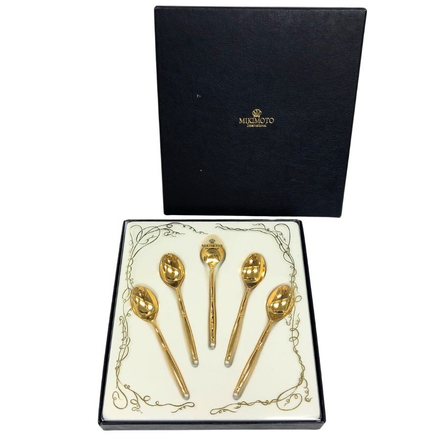 ミキモト スプーン カトラリー パール付き 5本セット MIKIMOTO【AFI10】【中古】