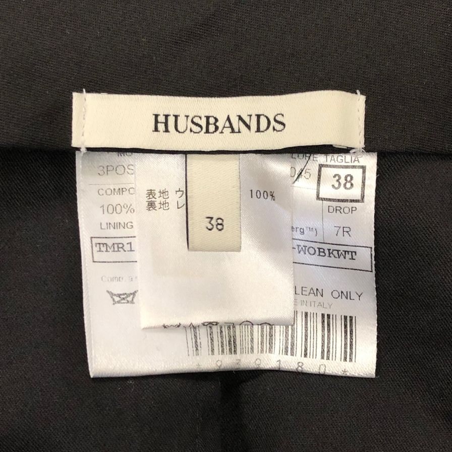 ハズバンズ スラックス ストライプ ウール イタリア製 メンズ ブラック サイズ38 HUSBANDS 【AFB2】
