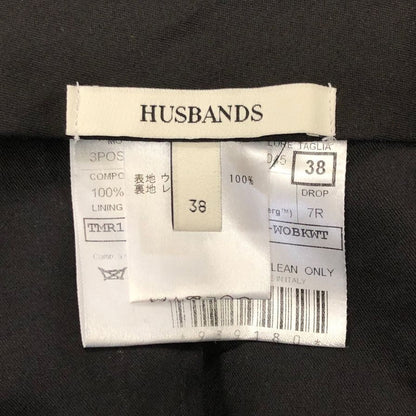 ハズバンズ スラックス ストライプ ウール イタリア製 メンズ ブラック サイズ38 HUSBANDS 【AFB2】