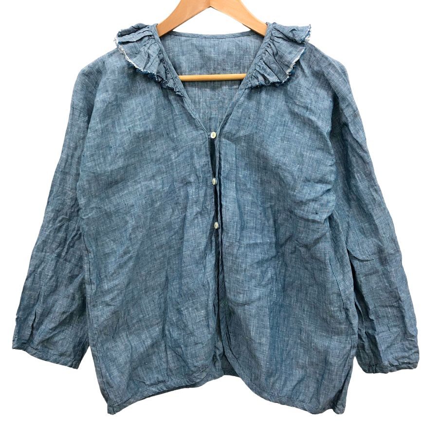 中古◆ジャーナルスタンダード ラックス リネン フリルシャツ レディース サイズ不明 ブルー  journal standard luxe 【AFB41】