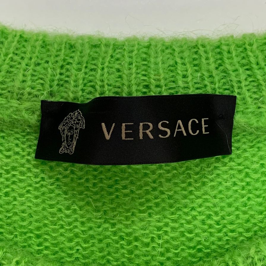極美品◆ジャンニ ヴェルサーチ セーター モヘア混 ネオンカラー レディース サイズ42 グリーン GIANNI VERSACE 【AFB12】