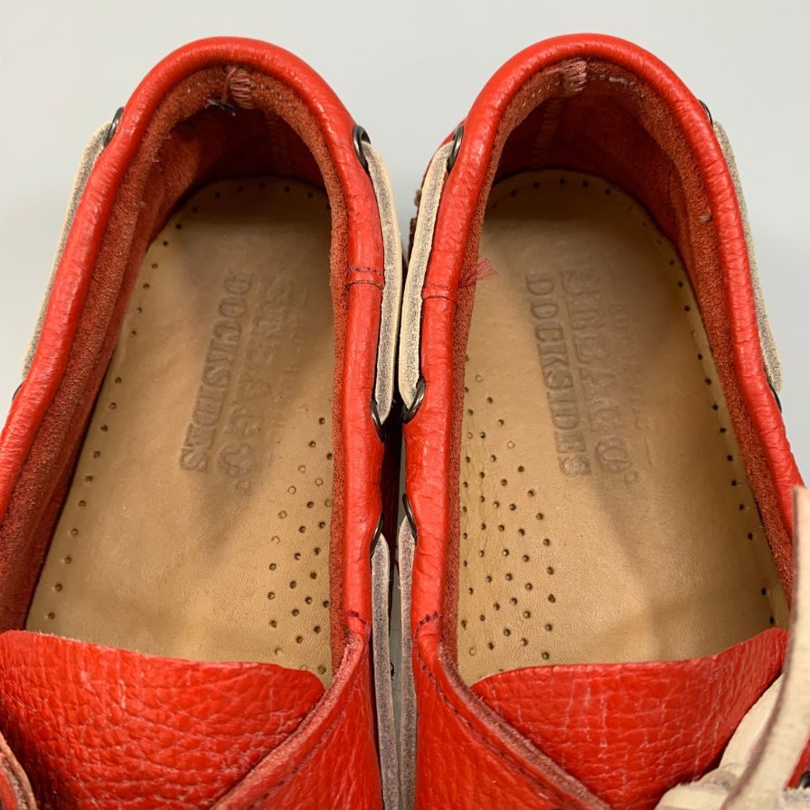 セバゴ レザーシューズ デッキシューズ モカシン メンズ レッド サイズ27cm SEBAGO 約27.0cm【AFC42】