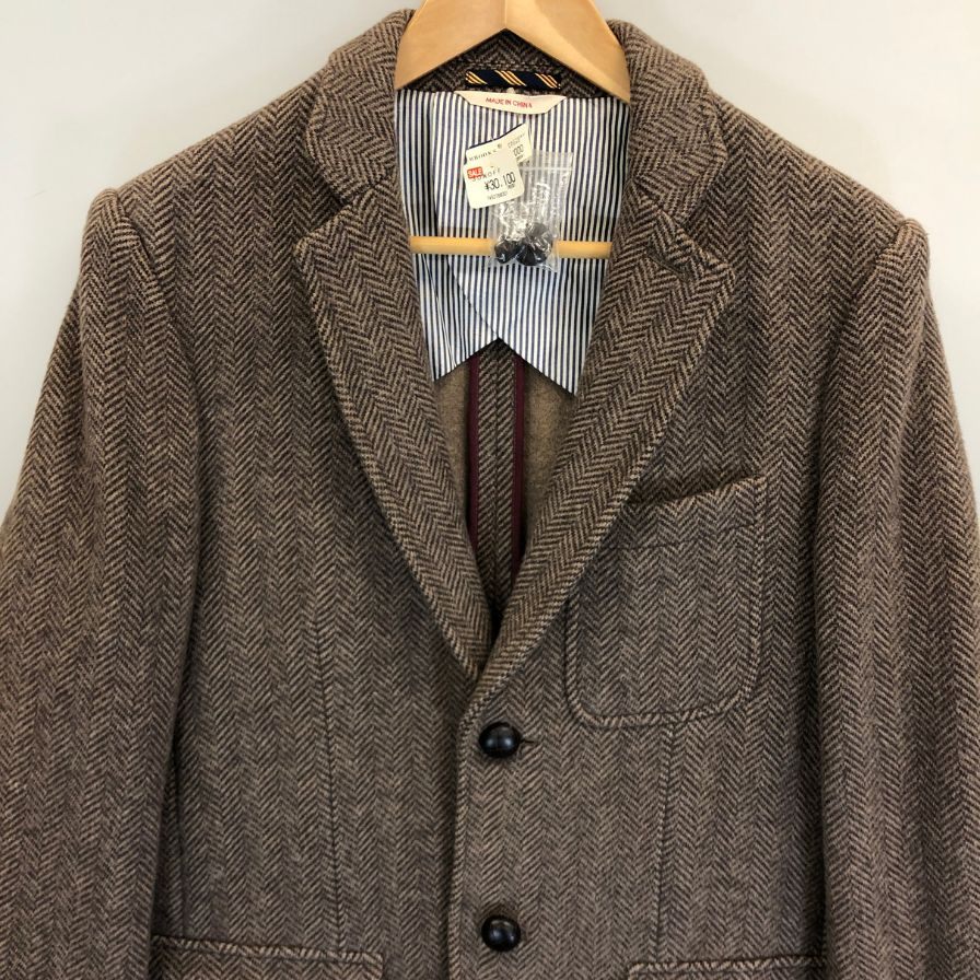 新品同様◆ブルックスブラザース 1818  2Bテーラードジャケット エルボーパッチ コットン メンズXS ブラウン BROOKS BROTHERS 【AFA7】
