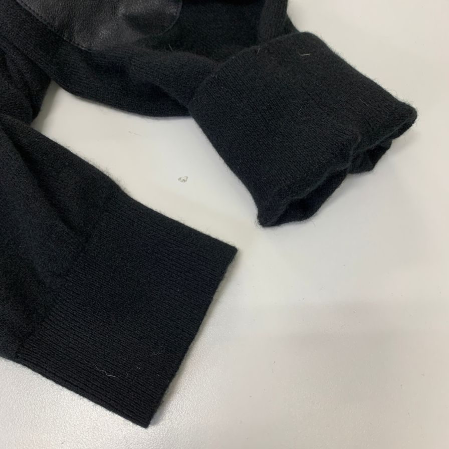 美品◆キャッシュ＆バルバ モンゴリアンカシミヤ エルボーパッチ ポロ ニット カシミヤ100％ ブラック メンズ サイズ4 cash & barba 【AFB34】