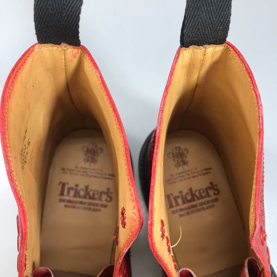 トリッカーズ ストウ 5634 ウィングチップ メンズ サイズ 7ハーフ レッド Tricker’ｓ ブーツ 約26.0cm【LA】【中古】