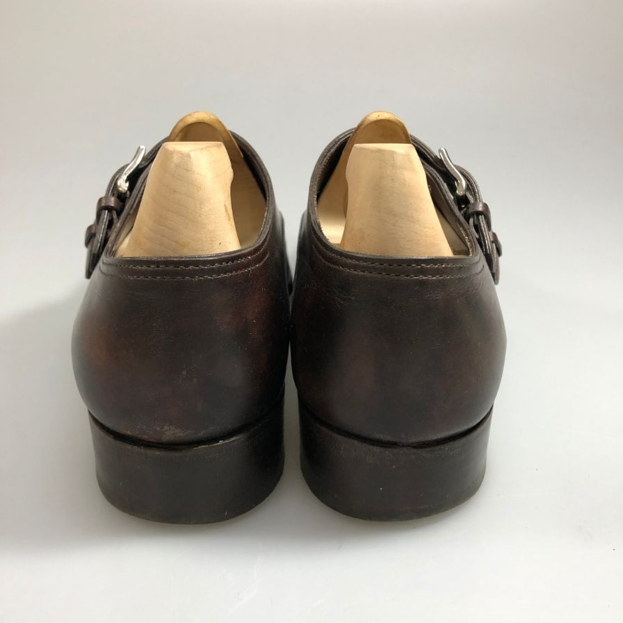 ジョンロブ チャペル ダブルモンク ミュージアムカーフ ブラウン 6E JOHN LOBB ビジネスシューズ 約24.5cm【LA】【中古】