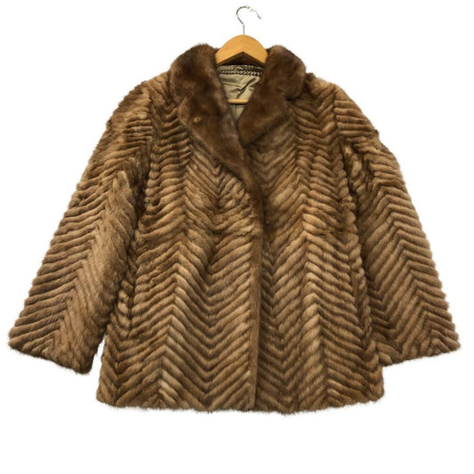 サガミンク 銀サガ  コート ハーフ丈 ブラウン レディース サイズ6 ベージュ系 SAGA MINK【AFG1】