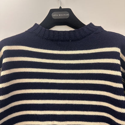 美品◆ガンジーウーレンズ ロングスリーブニット ウール イングランド製 サイズ38 GUERNSEY WOOLENS 【AFB2】