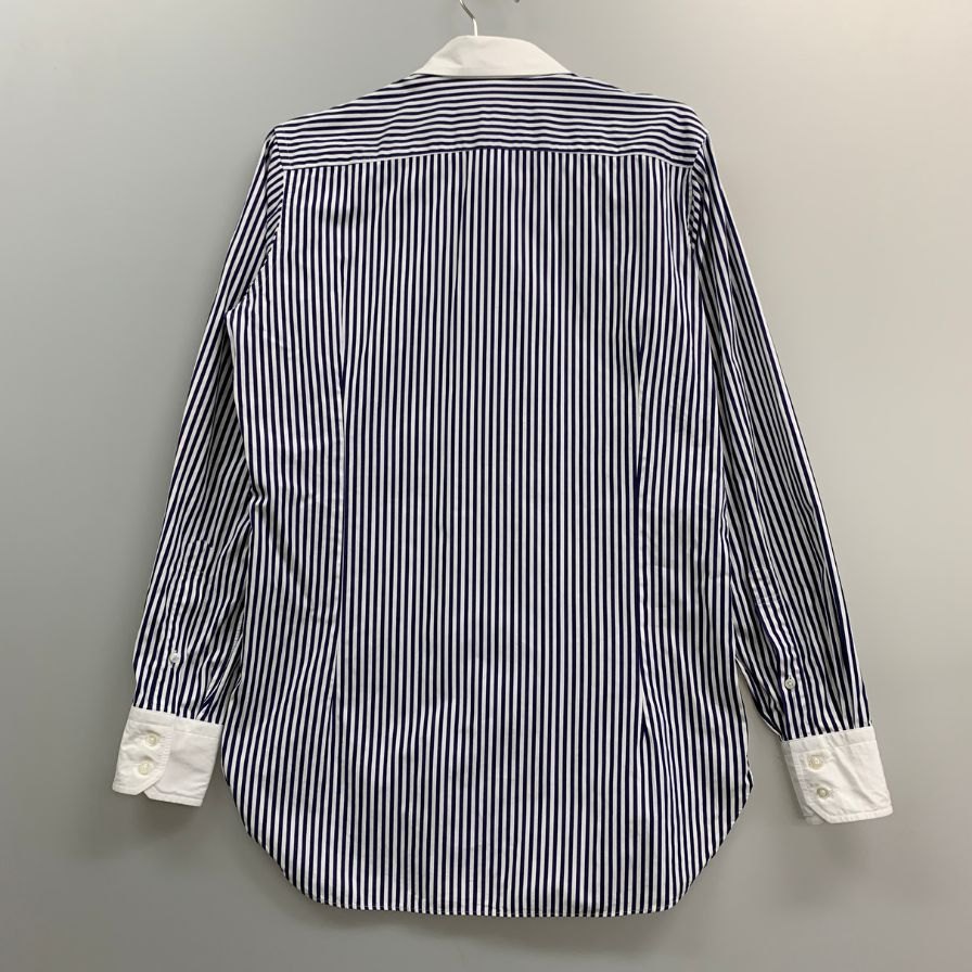 美品◆ブリッラ ペル イル グスト×トーマス メイソン シャツ ストライプ コットン ネイビー メンズ サイズ40 15 4/3 Brilla per il gusto×THOMAS MASON 【AFB11】