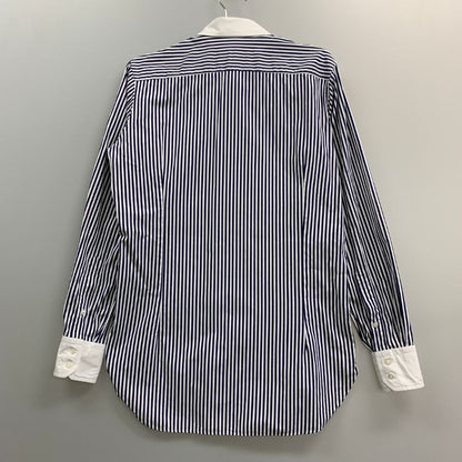 美品◆ブリッラ ペル イル グスト×トーマス メイソン シャツ ストライプ コットン ネイビー メンズ サイズ40 15 4/3 Brilla per il gusto×THOMAS MASON 【AFB11】