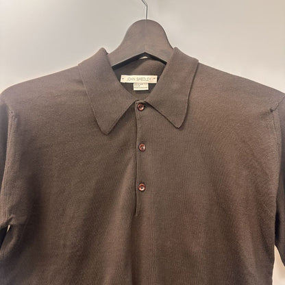 美品◆ジョンスメドレー ニットポロ ブラウン系 サイズXS メンズ JOHN SMEDLEY 【AFB10】