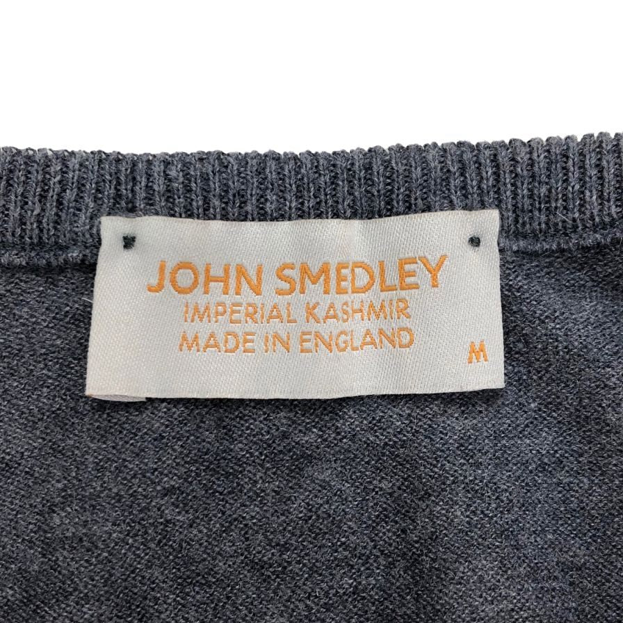 美品◆ジョンスメドレー セーター Vネック ニット コットン カシミア 薄手 グレー メンズ サイズM JOHN SMEDLEY 【AFB9】