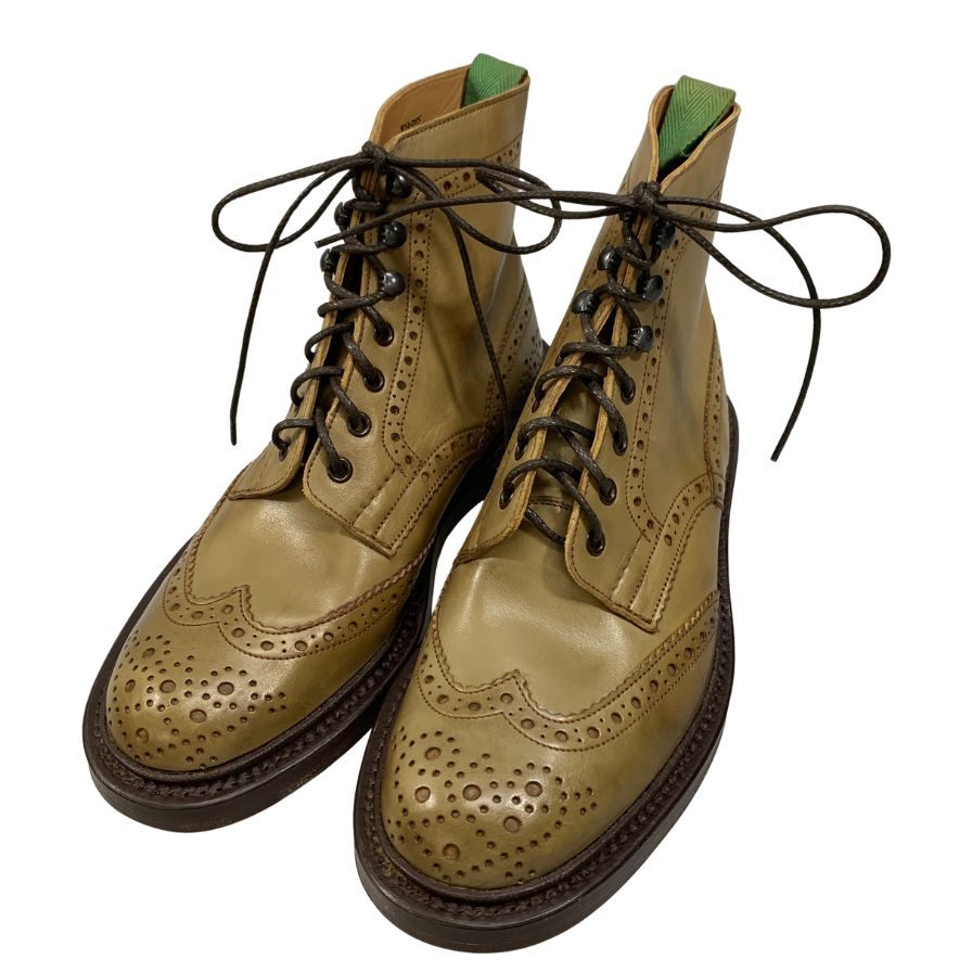 トリッカーズ レースアップブーツ モールトン メダリオン ベージュ メンズ サイズ6.5 Tricker`s MALTON ブーツ 約25.0cm【LA】【中古】