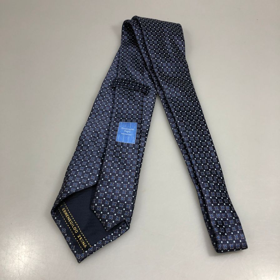 エルメネジルド ゼニア ネクタイ 100%シルク ネイビー Ermenegildo Zegna【AFB50】
