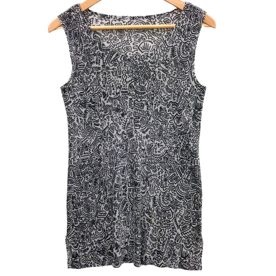 極美品◆プリーツプリーツ イッセイミヤケ ノースリーブワンピース 総柄 サイズ3 レディース PP91-FK342 PLEATS PLEASE ISSEY MIYAKE 【AFB39】