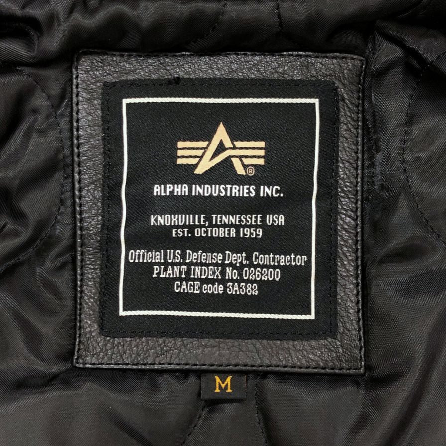 中古◆アルファ インダストリーズ レザージャケット ブラック メンズ M Alpha Industries 【AFG1】