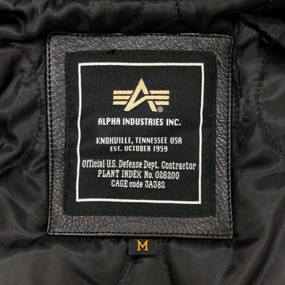 中古◆アルファ インダストリーズ レザージャケット ブラック メンズ M Alpha Industries 【AFG1】