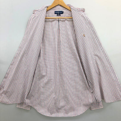美品◆ラルフローレン 長袖シャツ ボタンダウン 胸刺繍  チェック メンズ サイズ16 1/2 RALPH LAUREN 【AFB17】