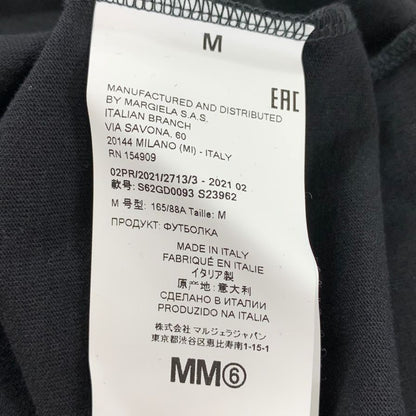 極美品◆エムエムシックス Tシャツ 21SS プリント コットン ブラック レディース サイズM S62GD0093 MM6 【AFB13】