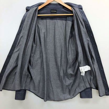 極美品◆エンポリオ アルマーニ シャツ 長袖 コットン 総柄 メンズ ネイビー サイズ41 EMPORIO ARMANI 【AFB14】