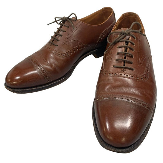 ニュー&リングウッド レザーシューズ パンチドキャップトゥ レザー カーフ ブラウン 7E New&Lingwood 約25.5cm【AFC4】