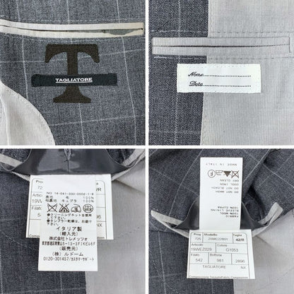 タリアトーレ スーツ 2SMC22B01 チェック柄 ウール グレー系 メンズ サイズ42R TAGLIATORE【AFB18】