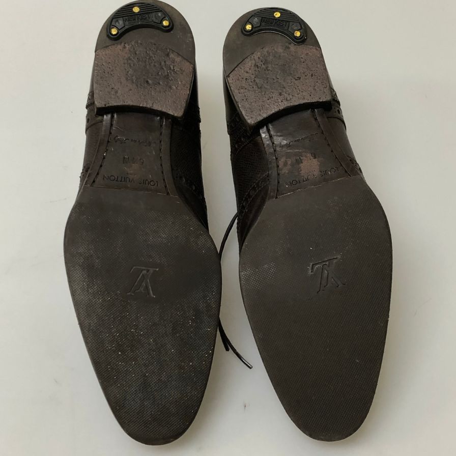 ルイヴィトン グレインレザー ウイングチップ レースアップシューズ ST1019 メンズ サイズ6.5M ブラウン Louis Vuitton 約25.5cm【PTM2】