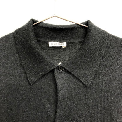 新品同様◆キャッシュ＆バルバ ポロカラーカーディガン ウーステッドカシミヤ 150 サイズ2 ブラック メンズ  IMWSW003 Cash&Barba 【AFB17】
