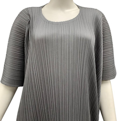 極美品◆イッセイミヤケ プリーツプリーズ ワンピース  PP43JH494 グレー レディース サイズ5 ISSEY MIYAKE PLEATS PLEASE 【AFB45】