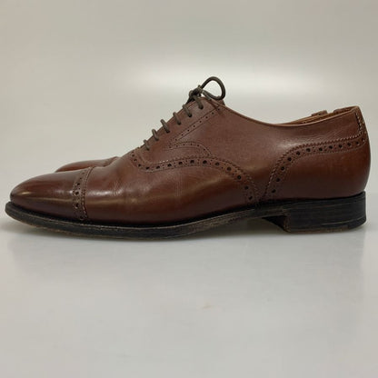 ニュー&リングウッド レザーシューズ パンチドキャップトゥ レザー カーフ ブラウン 7E New&Lingwood 約25.5cm【AFC4】