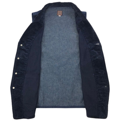 新品同様◆ブルードガーメンツ 4Bベスト スチールボタン コットン100% 日本製 メンズ サイズ40 ブルー BLUED GARMENTS 【AFB20】