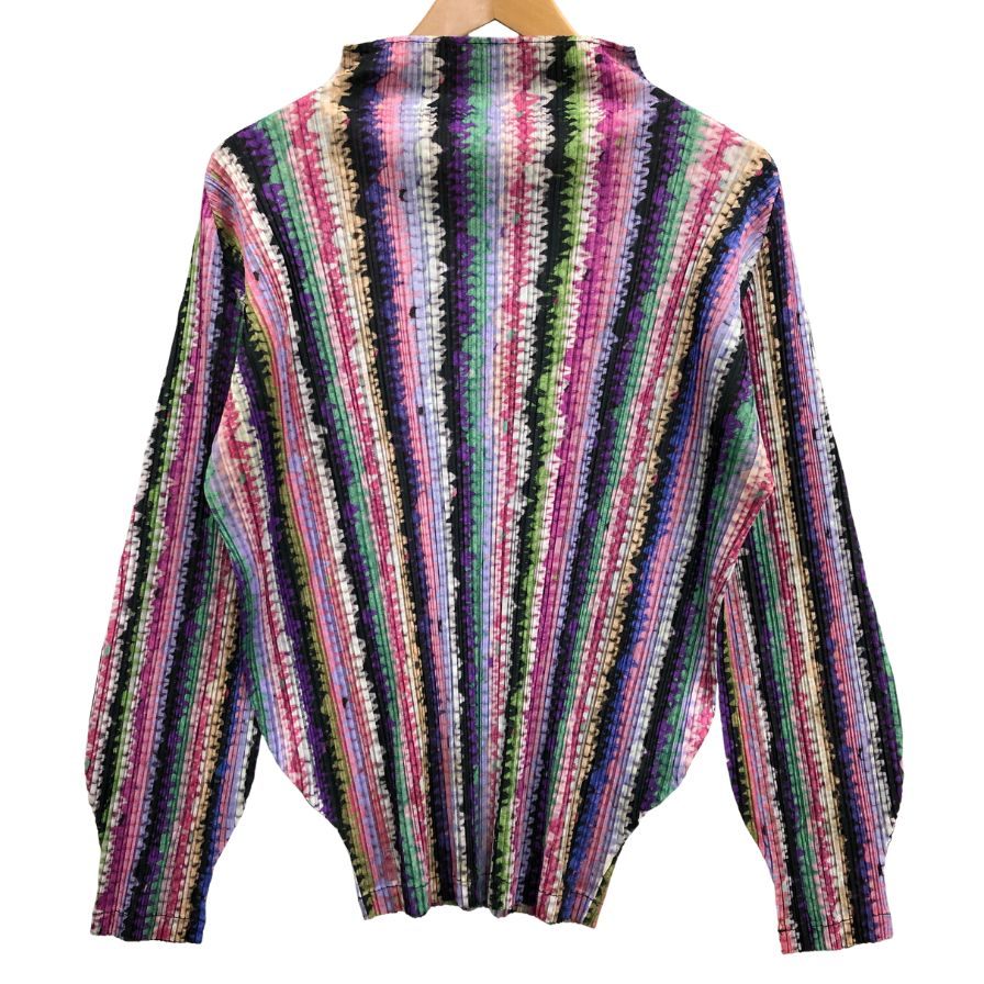 極美品◆プリーツプリーズ イッセイミヤケ カットソー 長袖 ボトルネック マルチカラー サイズ3 PP43-JK783 PLEATS PLEASE ISSEY MIYAKE 【AFB5】