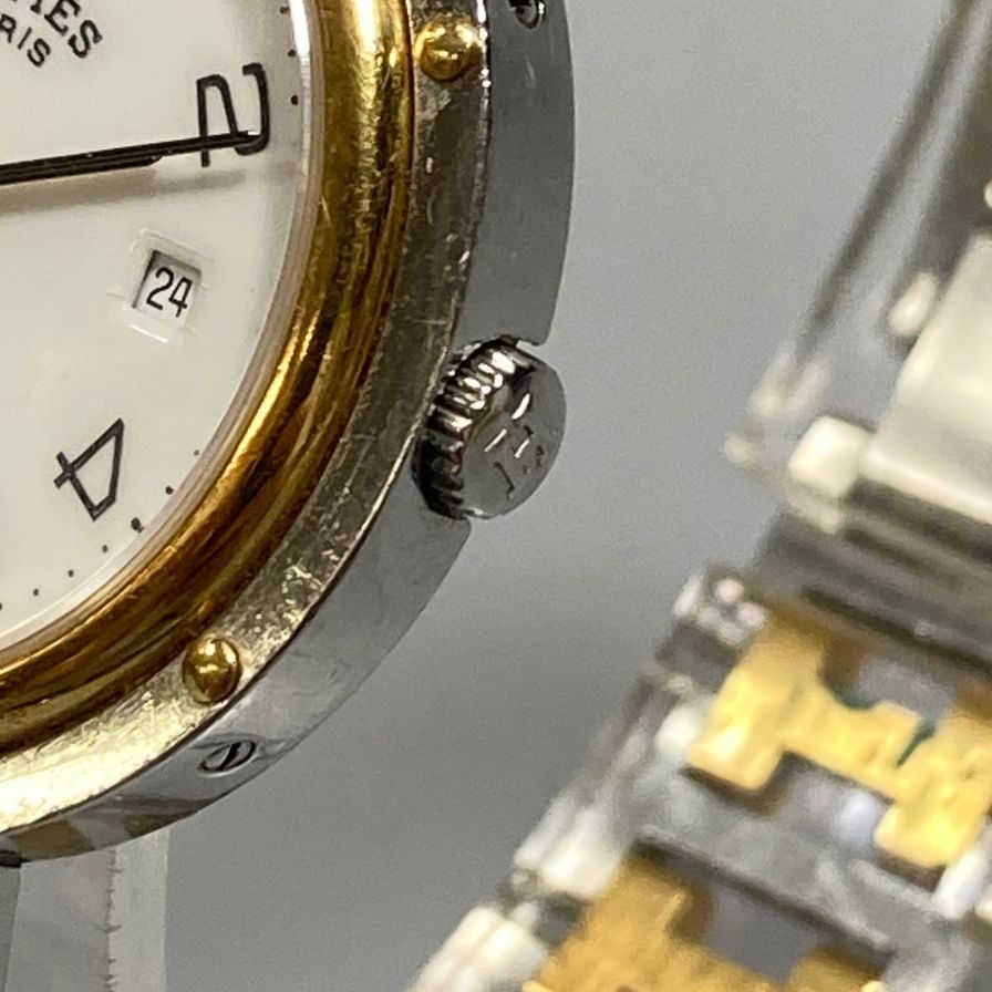 エルメス 491247 クリッパー   腕時計 白文字盤 不動 クオーツ hermes【AFI11】【中古】