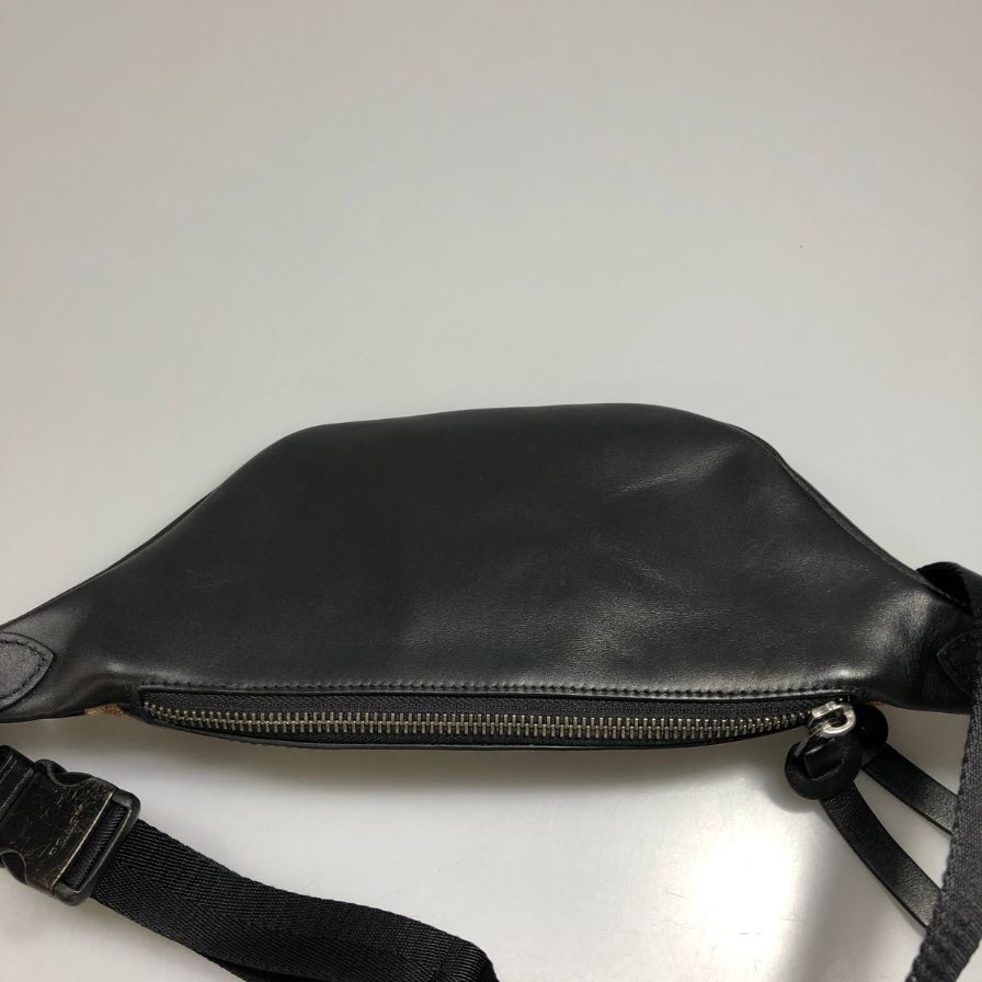 コーチ ウエストバッグ シグネチャー レザー ファスナー ブラウン×ブラック COACH【AFE6】