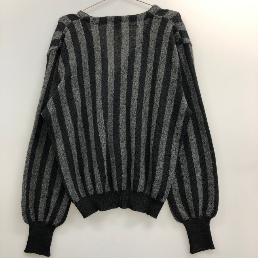 極美品◆アナトミカ ファニレママイヤー ストライプ柄 カーディガン アルパカ ブラック×グレー サイズ44 メンズ FANNI ANATOMICA LEMMERMAYER 【AFA17】