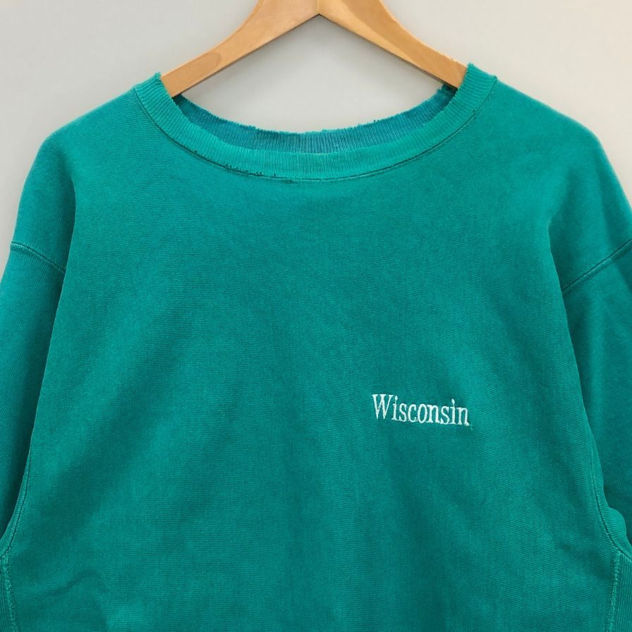 中古◆チャンピオン リバースウィーブ 90S スウェット カレッジ ウィスコンシン大学 グリーン系 メンズ サイズXL Champion Reverse Weave 【AFB9】