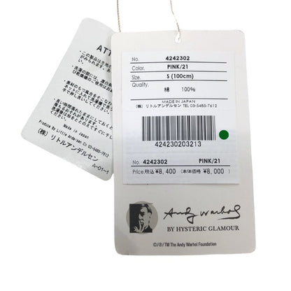 美品◆ヒステリックグラマー アンディウォーホル 長袖 プリント フォト Tシャツ ピンク キッズ サイズS HYSTERIC GLAMOUR 【AFB39】