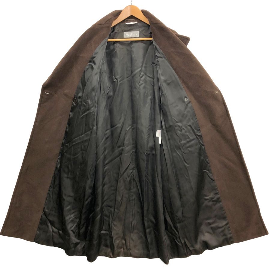 美品◆マックスマーラ チェスターコート アンゴラ ウール ロング丈 ブラウン レディース サイズ42 MaxMara 【AFA12】